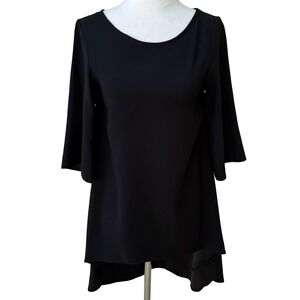 Closet London Minimalist Flowy High-Low Shift Mini Little Black Dress LBD Modest
